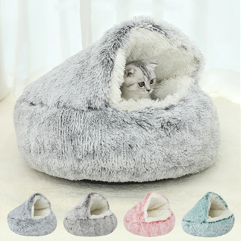 Winter Long Plush Cat Bed